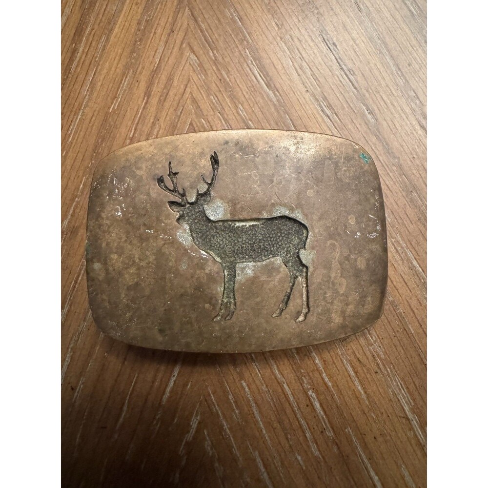Solid Brass Star Vintage Belt Buckle by BTS Buck - Deer  1970s